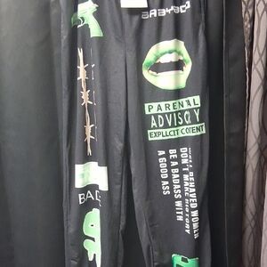 Black and Green Graphic Track Pants